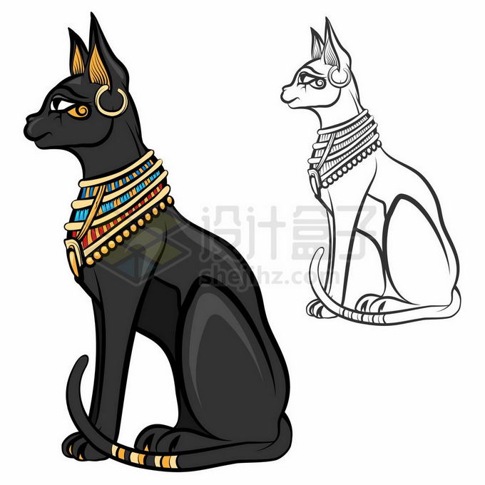 古埃及的猫咪黑猫3570818矢量图片免抠素材 生物自然-第1张