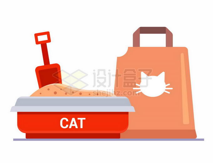 卡通猫砂盆插画6352004矢量图片免抠素材 生活素材-第1张