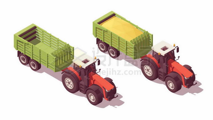 2.5D风格农业拖拉机头拖车农用机械2564320矢量图片免抠素材 工业农业-第1张