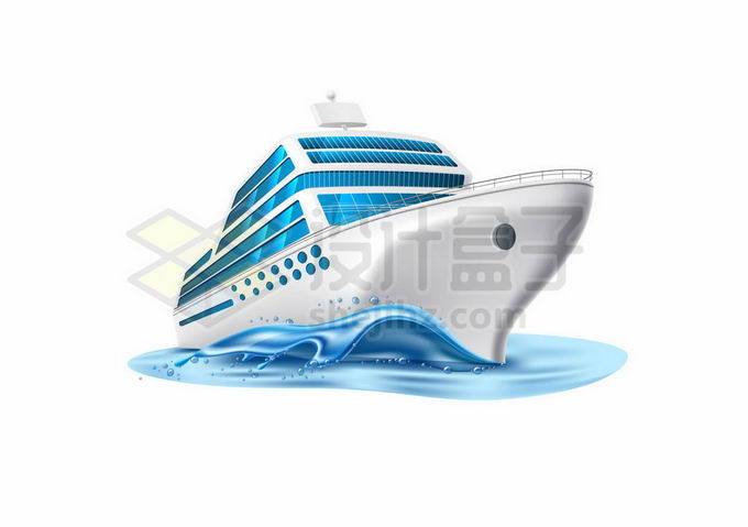 海面上乘风破浪的白色邮轮客轮4066544矢量图片免抠素材 交通运输-第1张