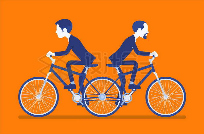 2个商务人士正在骑双向自行车象征了意见不统一效率低下插画6350191矢量图片免抠素材 商务职场-第1张