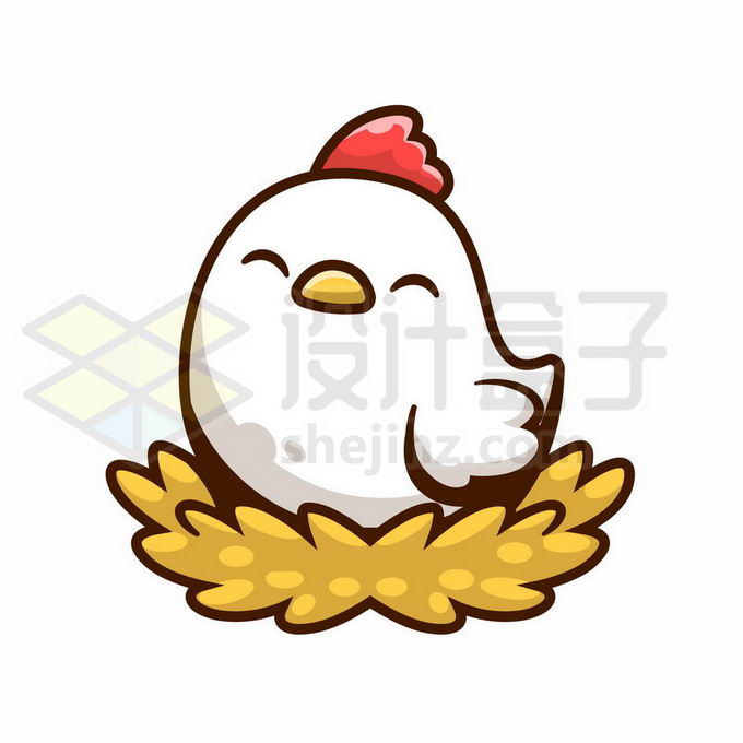 孵蛋中的超可爱卡通小鸡小白鸡1542216矢量图片免抠素材 生物自然-第1张