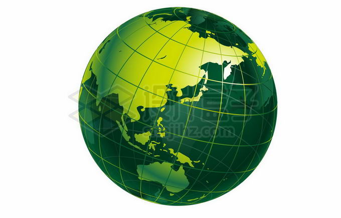 深绿色的地球模型带经纬线6337836矢量图片免抠素材 科学地理-第1张