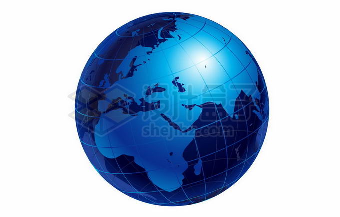 深蓝色的地球模型带经纬线3753411矢量图片免抠素材 科学地理-第1张