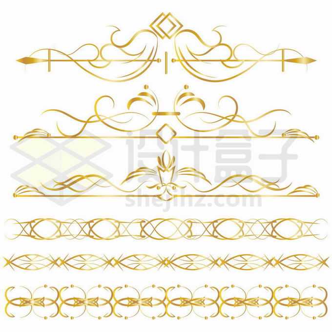 各种复杂的金色复古花纹分隔线装饰7051355矢量图片免抠素材