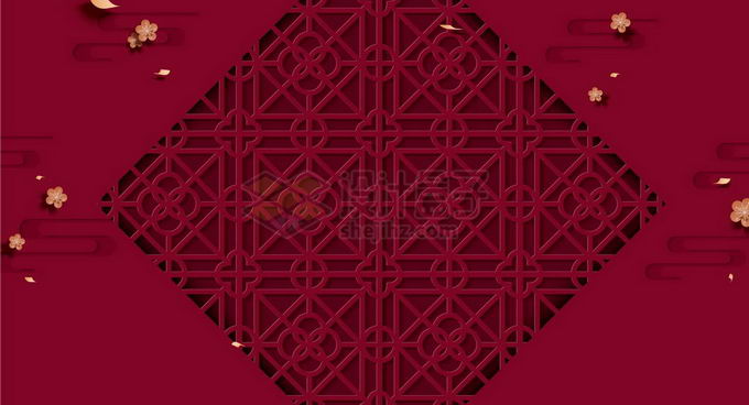 红色窗格新年春节背景图8196136矢量图片免抠素材 背景-第1张