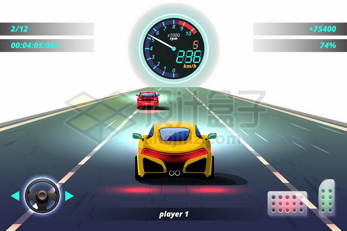 直线加速赛汽车比赛游戏画面8998264矢量图片免抠素材 交通运输-第1张
