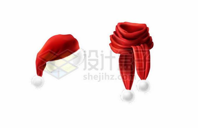 红色的圣诞帽和围巾3032804矢量图片免抠素材 节日素材-第1张