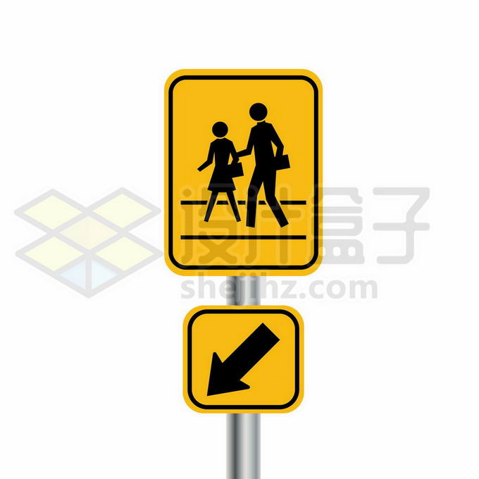 黄色前方学校道路交通标识牌1478556矢量图片免抠素材 交通运输-第1张