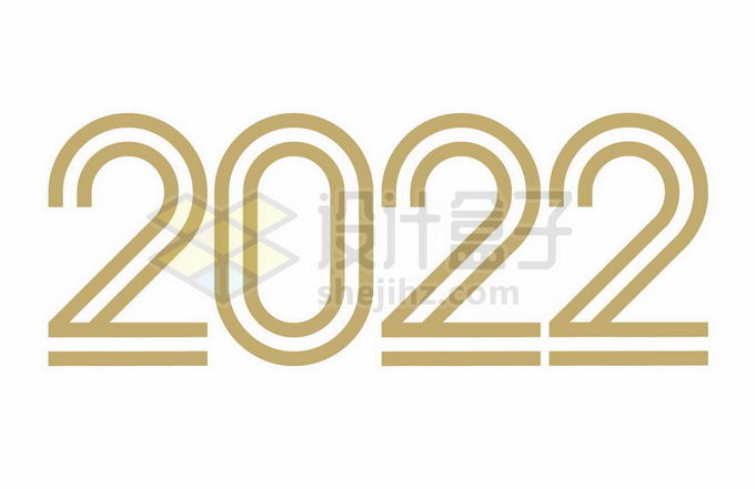 金色线条组成的空心2022年艺术字体7071031矢量图片免抠素材 字体素材