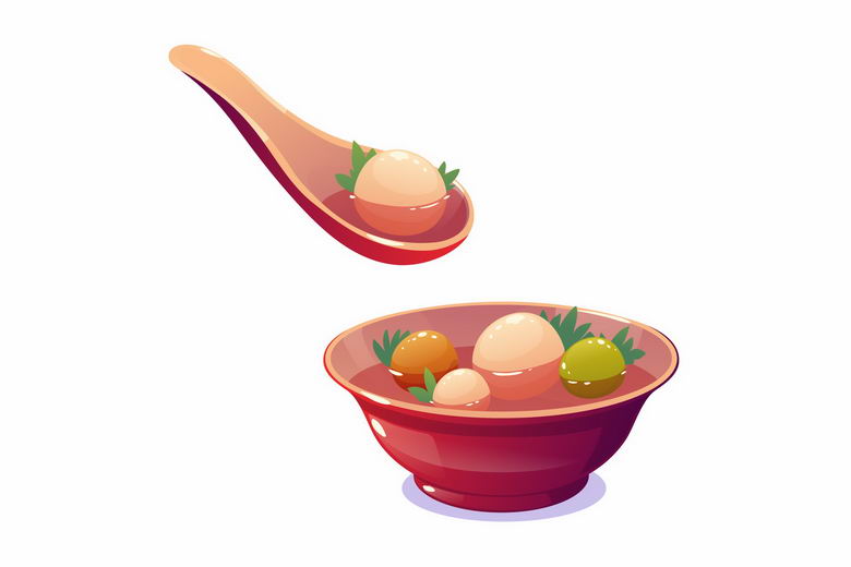 一碗美味的汤圆和勺子美味美食8402574矢量图片免抠素材 生活素材-第1张