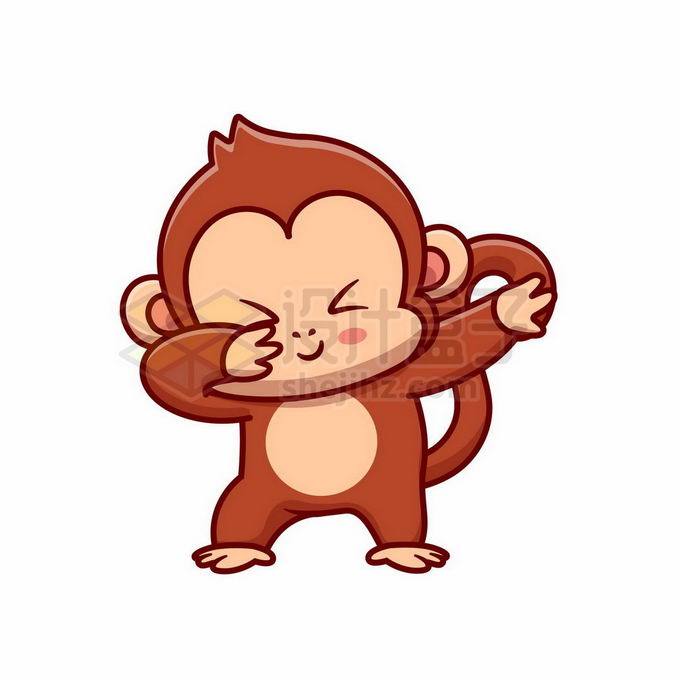 摆pose的卡通小猴子可爱小动物1121049矢量图片免抠素材 生物自然-第1张