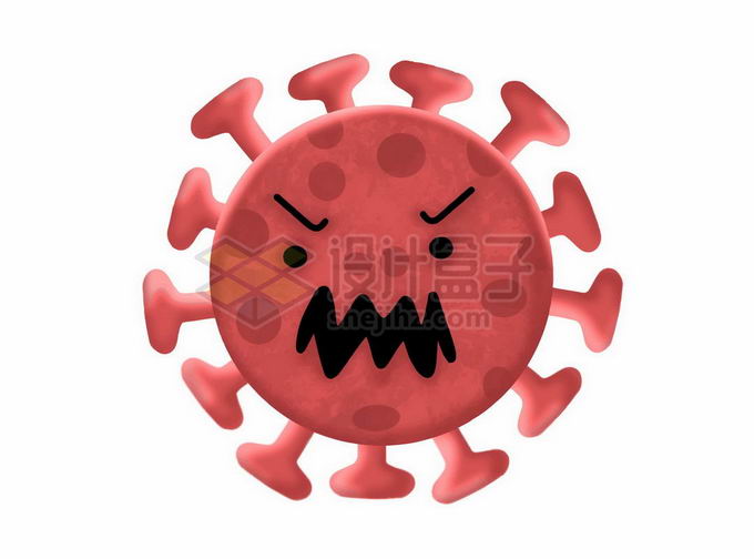 面目狰狞的卡通红色新冠病毒3938051矢量图片免抠素材 健康医疗-第1张