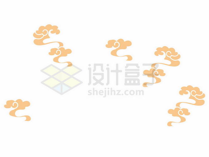 5款金色中国风祥云图案1539266矢量图片免抠素材 漂浮元素-第1张