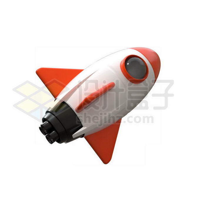 可爱的红白色卡通小火箭3D模型5445704图片免抠素材 军事科幻-第1张