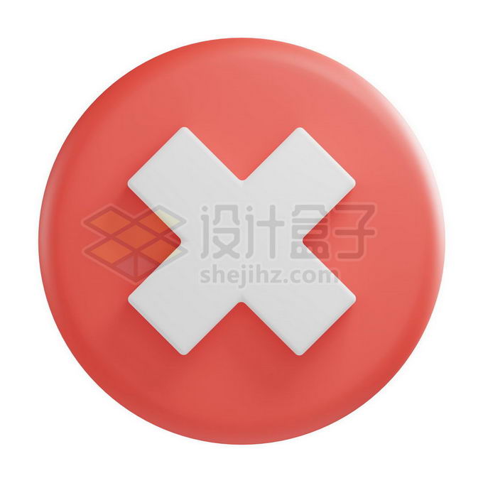 3D立体风格红色圆圈叉叉错号符号3350306PSD免抠图片素材 按钮元素-第1张