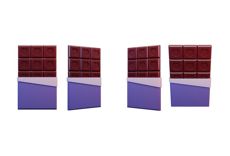 4个不同角度的爱心情人节巧克力3D模型1894753PSD免抠图片素材 生活素材-第1张