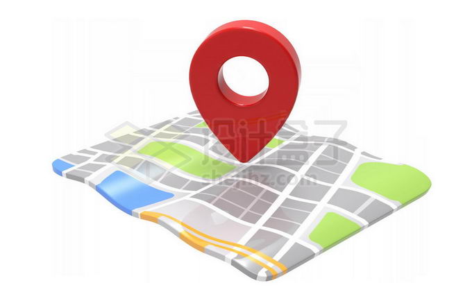3D红色定位标志城市地图导航系统7313611图片免抠素材 交通运输-第1张