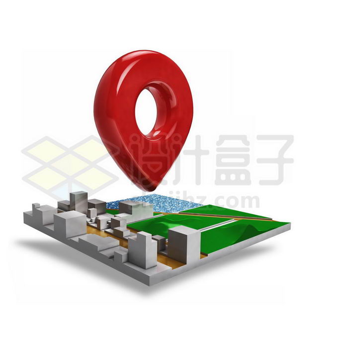 3D红色定位标志城市地图导航系统1413582图片免抠素材 交通运输-第1张