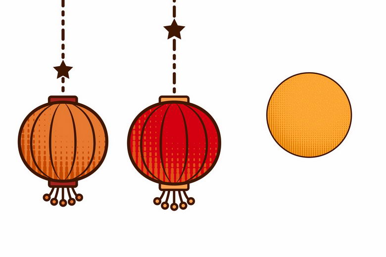 大红灯笼和月亮中秋节元宵节插画2155099矢量图片免抠素材 节日素材-第1张