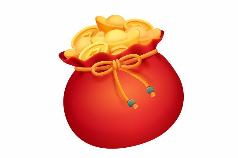 新年春节红色红包中装满了金币和金元宝7833406矢量图片免抠素材 节日素材-第1张