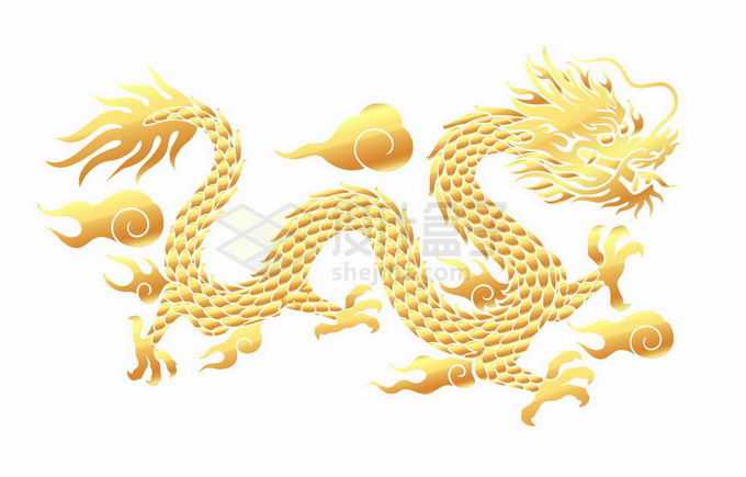 一条金龙金色光泽的中国龙9255014矢量图片免抠素材