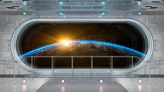 科幻风格未来太空飞船舷窗宇宙外景显示效果样机4435596图片免抠素材 军事科幻-第1张