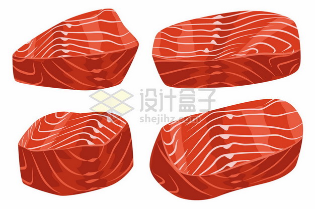 纹理清晰的三文鱼肉鱼块9280908矢量图片免抠素材 生活素材-第1张