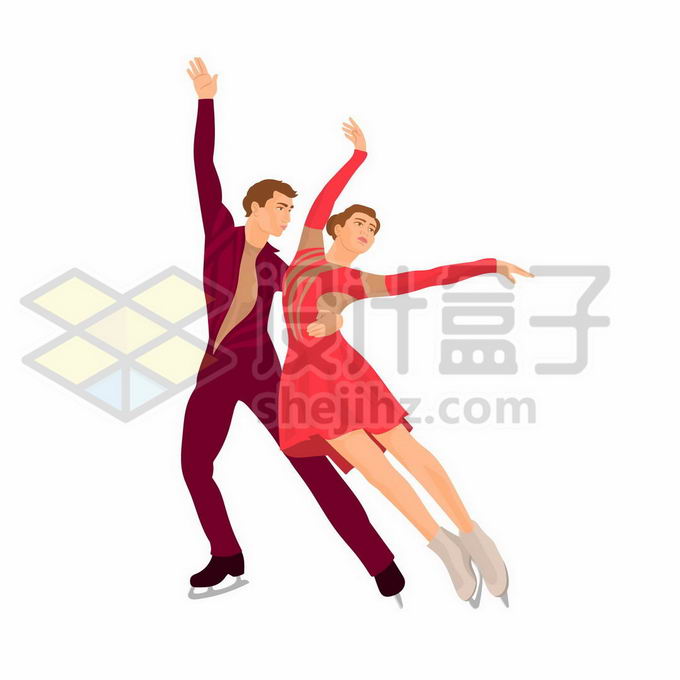 穿着红色表演服的冰上芭蕾舞蹈表演8372435矢量图片免抠素材 休闲娱乐-第1张