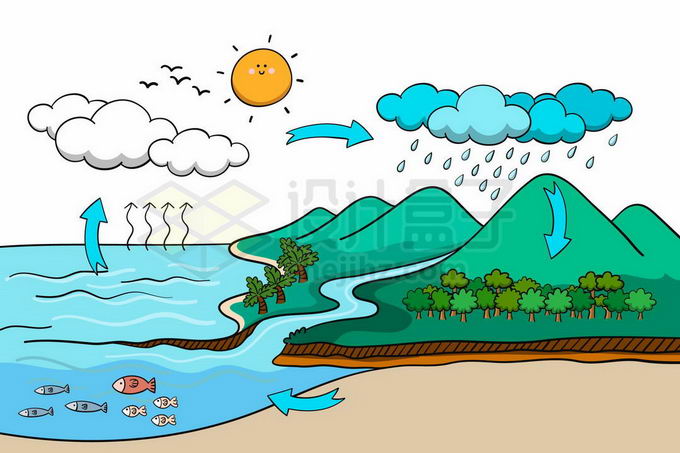 水的循环过程简笔画图片
