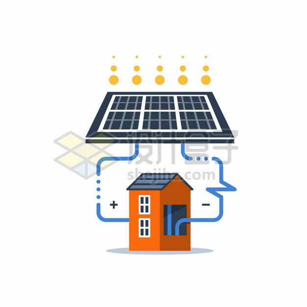 卡通太阳能电池板正在发电供应住宅2386198矢量图片免抠素材 工业农业-第1张