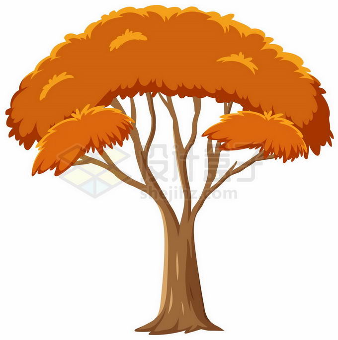秋天枯黄的卡通大树3231541矢量图片免抠素材 生物自然-第1张