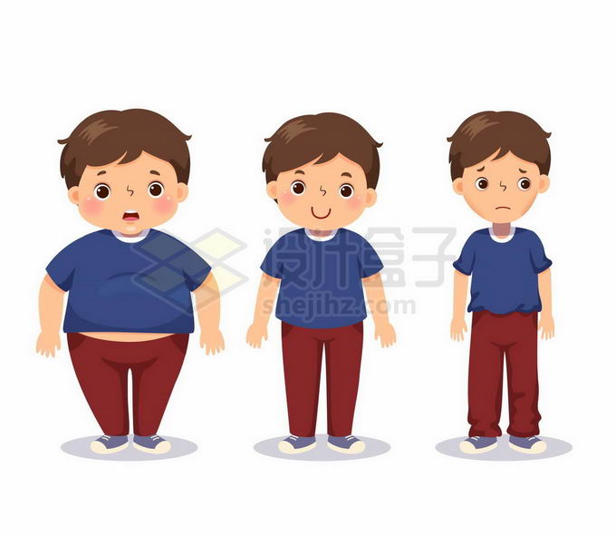 肥胖正常和偏瘦体型的卡通男孩5569377矢量图片免抠素材 人物素材-第1张