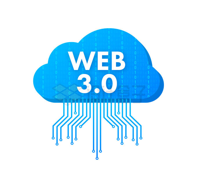 Web3.0下一代互联网技术蓝色云计算插画6480168矢量图片免抠素材 IT科技-第1张