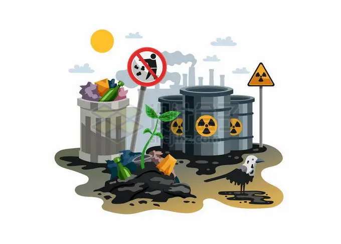 遭到破坏的环境石油泄漏垃圾污染等保护环境配图2571962矢量图片免抠素材 生物自然-第1张