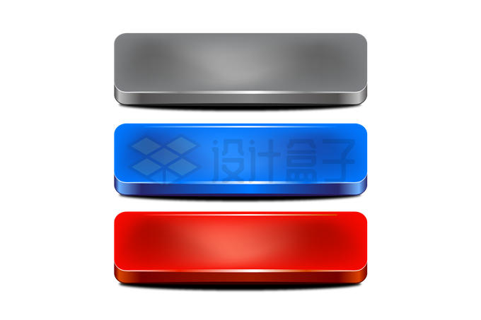 黑色蓝色红色3D立体风格水晶按钮网页按钮1147095矢量图片免抠素材 按钮元素-第1张