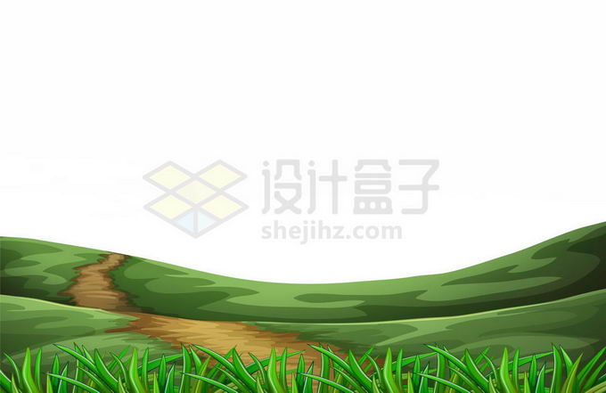 卡通草原草地上的小路泥土路风景插画3605730矢量图片免抠素材 生物自然-第1张