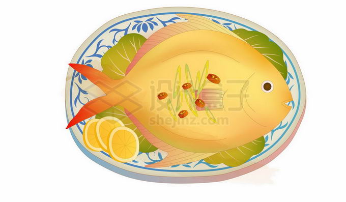 盘子中的清蒸大黄鱼美味美食1533075矢量图片免抠素材 生活素材-第1张