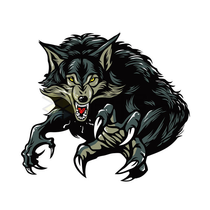 伸出利爪的狼人漫画人物9149796矢量图片免抠素材 生物自然-第1张