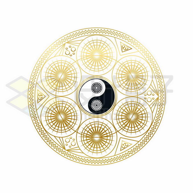 黑白色太极八卦图命运之轮占星术占卜神秘图案6497652矢量图片免抠素材 装饰素材-第1张