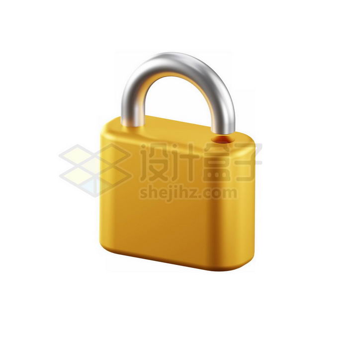 一把金黄色的挂锁门锁3D模型7886743PSD免抠图片素材 生活素材-第1张