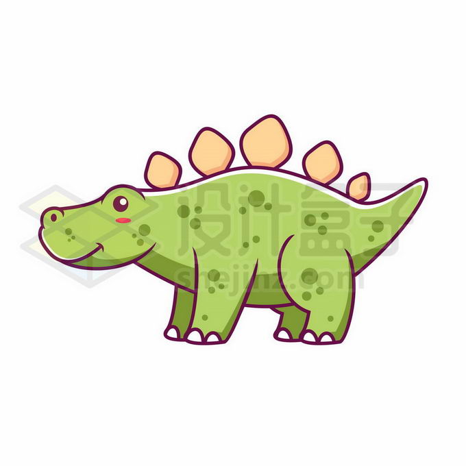 绿色卡通剑龙可爱恐龙儿童画8004284矢量图片免抠素材 生物自然-第1张