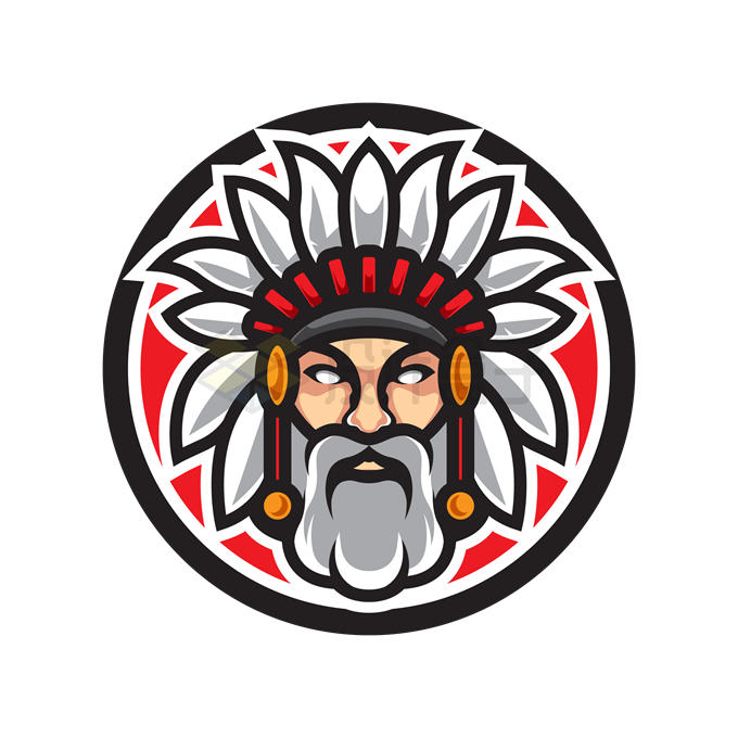 卡通印第安人酋长头像9004161矢量图片免抠素材 人物素材