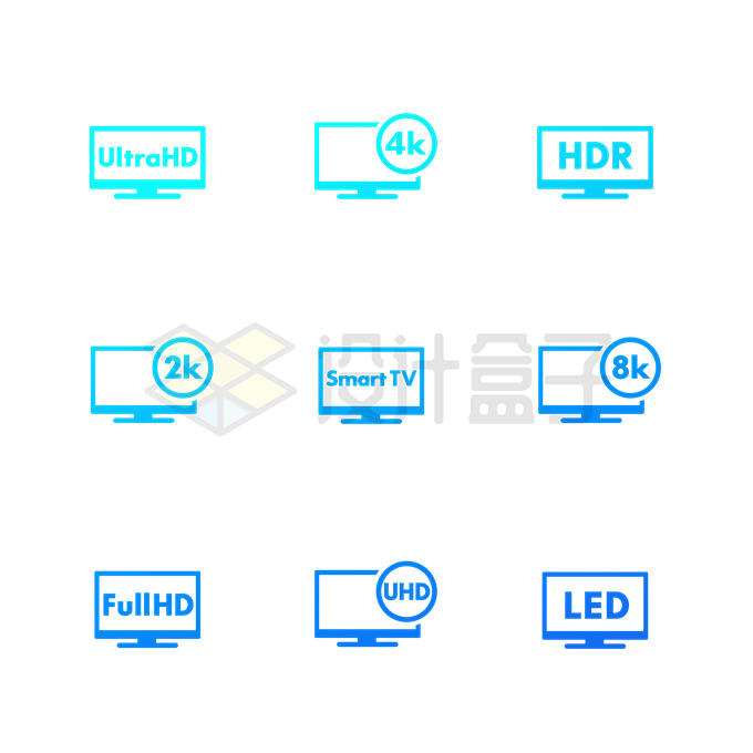Ultra HD 4K高清视频HDR电视机显示器图标7026306矢量图片免抠素材 图标-第1张