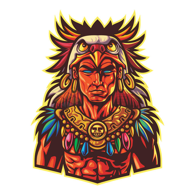 表情严肃的卡通印第安人酋长游戏人物4950384矢量图片免抠素材 人物素材-第1张