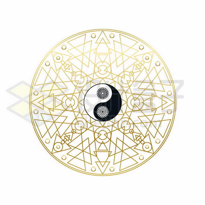 黑白色太极八卦图命运之轮占星术占卜神秘图案8290657矢量图片免抠素材 装饰素材-第1张