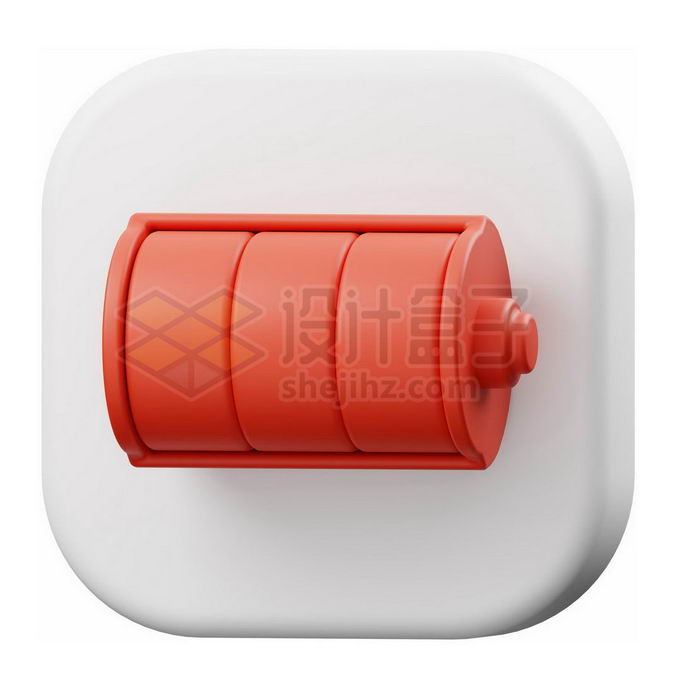 手机电池充满红色电池3D图标5298756PSD免抠图片素材 IT科技-第1张