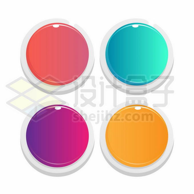 红色蓝色紫色黄色圆形水晶按钮游戏按钮2484736矢量图片免抠素材 按钮元素-第1张