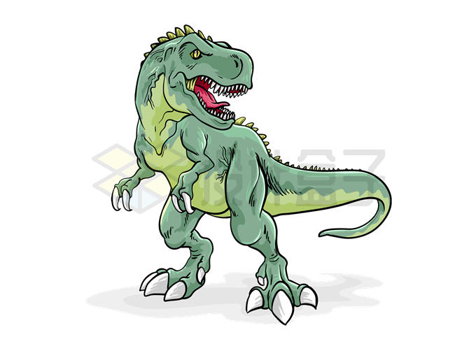 绿色霸王龙顶级食肉恐龙插画7250873矢量图片免抠素材