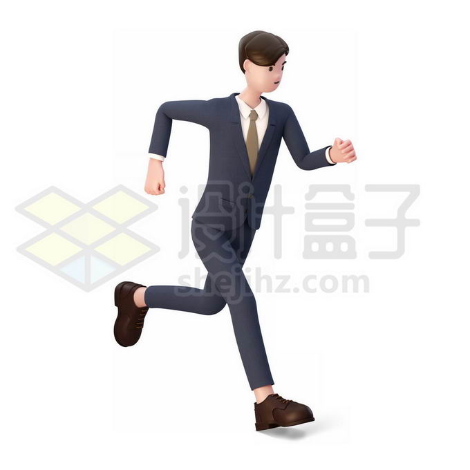 正在奔跑的卡通商务人士3D人物模型8940959PSD免抠图片素材 人物素材-第1张